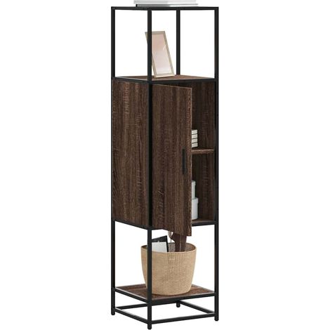 Highboard Braun Eichen-Optik 35,5x35x139cm Holzwerkstoff Metall