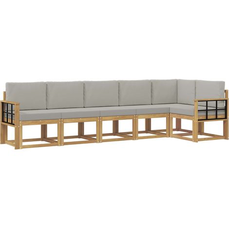 Outdoor Sofa Set with Cushion 6 pcs White and Light Grey vidaXL (1/5)