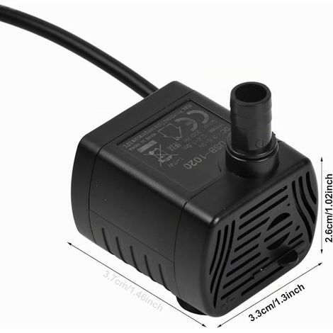 Mini USB Submersible Water Pump, Adjustable Silent Aquarium Pump (DC 3.5-9V 1-3W 200L/H), Waterproof Brushless Water Fountain Pump for Fish Tank Gardens Indoor or Outdoor (1/2)
