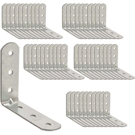 20 Équerre De Fixation, Acier Galvanisé, 40x40x16mm, Trou 4mm, Pour Étagère Et Meuble (1/4)