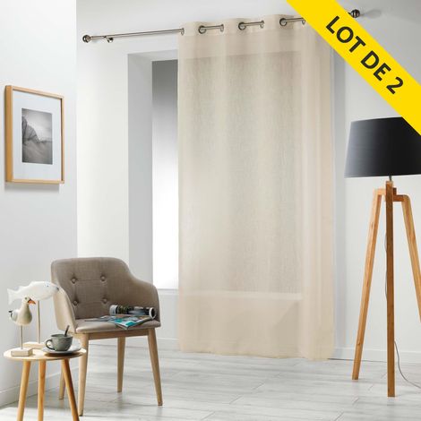 Lot de 2 panneaux a oeillets 140 x 240 cm voile tisse carlin Lin (1/5)