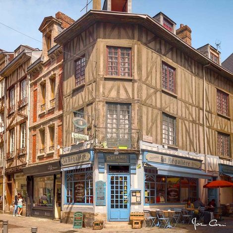 Tableau sur toile creperie Regalier de Rouen 45x45 cm - Impression sur Toile Murale Décorative - Image imprimée en HD sur Toile - Toile sur Châssis en Bois FSC - Fabriqué en France (1/4)