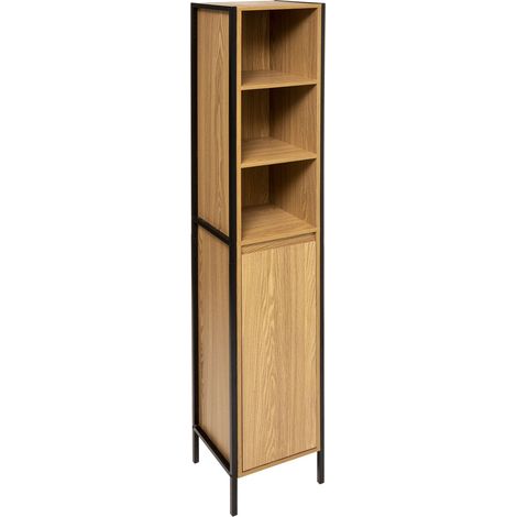 5Five Simply Smart – Colonne de rangement buffet 30 cm largeur – 168,5 cm hauteur – MDF avec 3 niches ouvertes et 1 partie fermée – Meuble à monter soi-même (1/6)