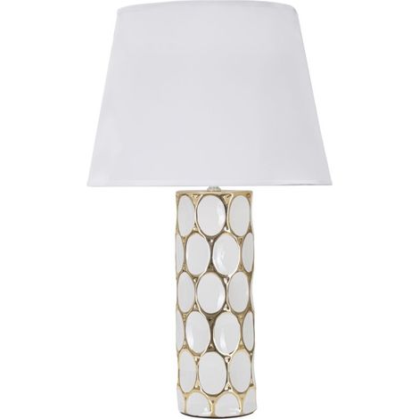 Lampada da Tavolo Glam Carv 34,5x56x34,5 cm in Ceramica Bianco/Oro (1/5)