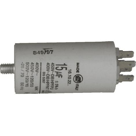CONDENSATEUR PERMANENT 15 ΜF 450 V POUR LAVE LINGE - 11313