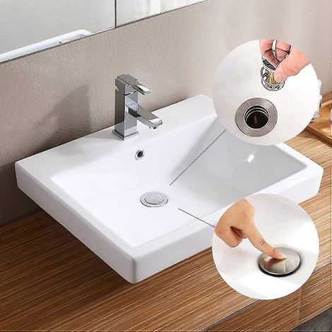 Lot de 2 bouchons de vidange universels à clapet, bouchon de vidange pour lavabo de salle de bain avec panier, bouchon de vidange pour évier de cuisine