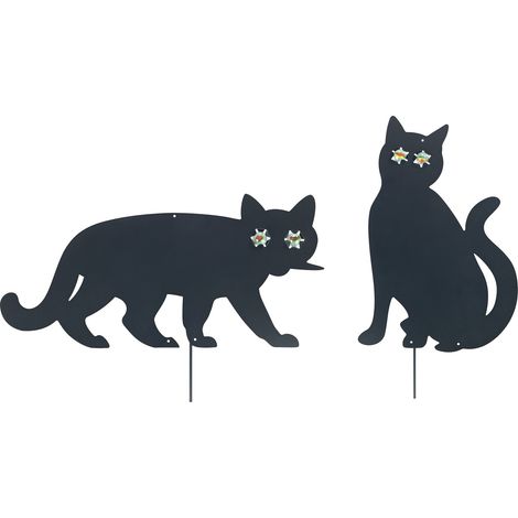 Maximex Spaventapasseri Mod. gatto, set da 2 - con occhi in biglie di vetro scintillanti, Ferro, 19 x 29 x 1.6 cm, Nero (1/5)