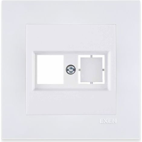Plaque frontale pour prise informatique sans connecteur blanc – ensemble complet avec plaque – 255/01E EXEN (1/3)