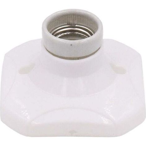 Douille d'Ampoule LED, douille E27 en céramique et base en plastique, douille murale E27, douille E27 blanche avec anneau pour éclairage d'entrée/plafonnier/balcon