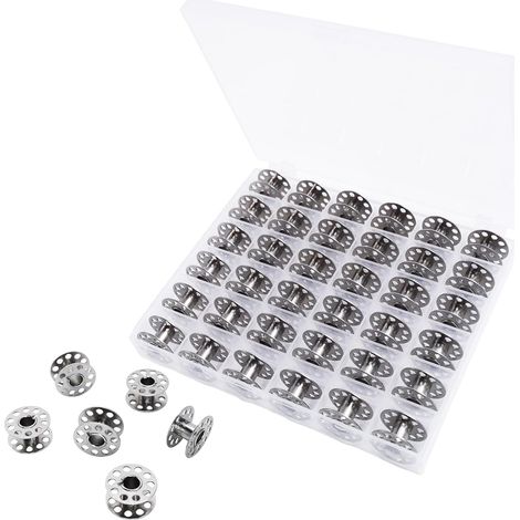 JSSEVN - 36 PCS Sewing Machine Bobbins, Sewing Machine Bobbins, Sewing Machine Accessories with Storage Box, Compatible Metal Bobbins (1/5)