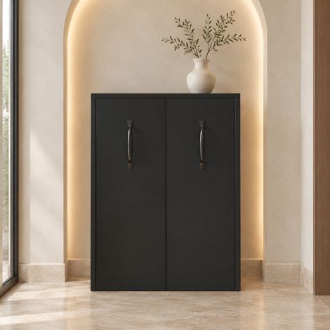 Mueble auxiliar móvil 52x50x75 cm de madera negro para oficina o dormitorio -FLORAGRACE (1/5)