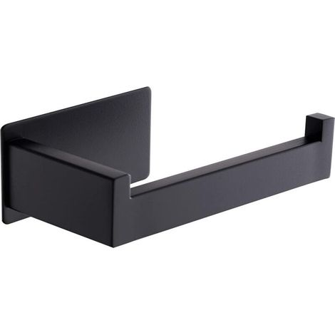 Soporte para papel higiénico, soporte de pared para papel higiénico, soporte sin taladro para baño y cocina, color negro. (1/5)