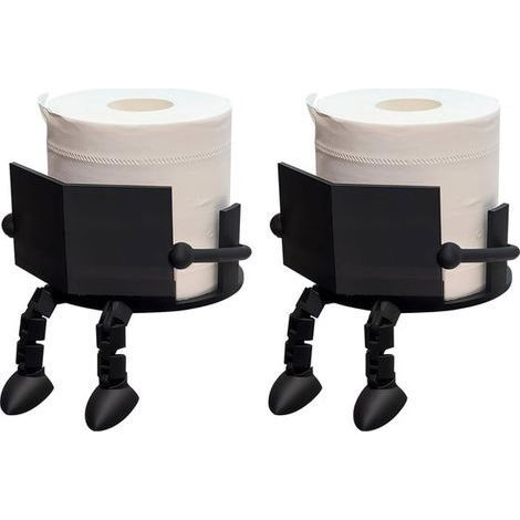 Longziming - Porte-rouleau de papier toilette - Fixation murale et sur pied - Installation sans outil - Design compact - Robuste et résistant à l'usure - Optimisé pour les petits espaces - Lot de 2 - (1/5)