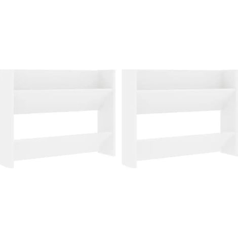 Set di 2 scarpiere da parete moderne ed economiche 80 x 18 x 60 cm in truciolato bianco 020047891