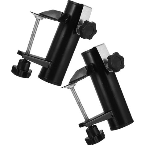 Base de acero ligera con clip para sombrilla de exterior, fijación segura para balcón y terraza, ideal para fiestas de verano, juego de 2 clips para sombrilla. (1/5)