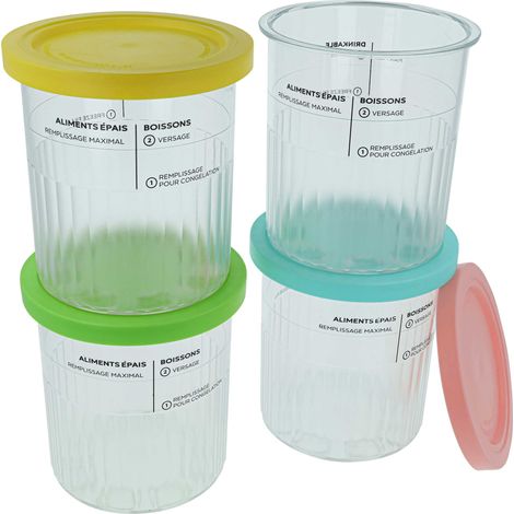 vhbw 4x 680 ml Behälter kompatibel mit Ninja CREAMI NC501, NC500 Eismaschine - Becher mit Deckel, BPA-frei, Spülmaschinenfest