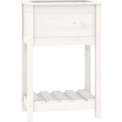 Maison Exclusive - Fioriera con Mensola Bianca 54x34,5x81cm Legno Massello di Pino