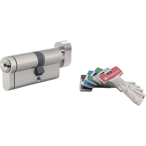 THIRARD - Cylindre de serrure à bouton T2, 30Bx40mm, nickel, anti-arrachement, anti-perçage, anti-crochetage, 5 clés - THIRARD (1/2)