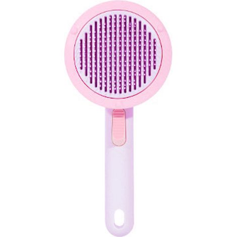 Peigne en Silicone pour animaux de compagnie, Massage confortable, autonettoyant, épilation, brosse de toilettage avec poignée pour animaux de compagnie, violet, rose (1/5)