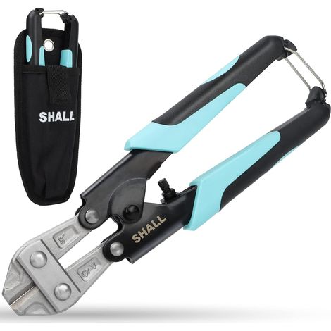 Mini Bolt Cutter, 210mm/8 Inch Heavy Duty Wire Cutter, Two-Tone Ergonomic Handle, Safety Lock, More Efficient Levers with Adjustable Opening, Belt Pouch Included (1/5)