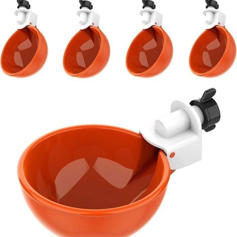 Lot de 5 abreuvoirs automatiques pour poules, adaptés aux oiseaux et à la volaille avec foret (1/5)