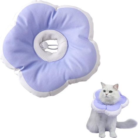 Weiches Katzenhalsband, gepolstertes Katzenhalsband mit verstellbarer Kordel, Beißschutz und komfortables Genesungshalsband für Haustiere, Größe M (1/5)