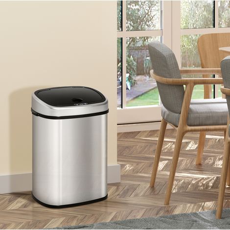 Papelera automática de 58 L con sensor infrarrojo, acero inoxidable, plateada OKMYHOME (1/5)