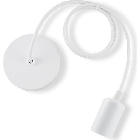 Blanc E27 Porte Lampe Suspension,Câble Suspension Luminaire,Pendentif Suspendue Accessoires en Métal,Câble Réglable 100CM pour Café Magasin Chambre Bar(1 Pièces) [Classe énergétique F] (1/5)
