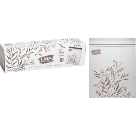 SACCHETTI PER ALIMENTI RICHIUDIBILI motivo prugna - cm 18 x 20 - pz 20  - BricoGo