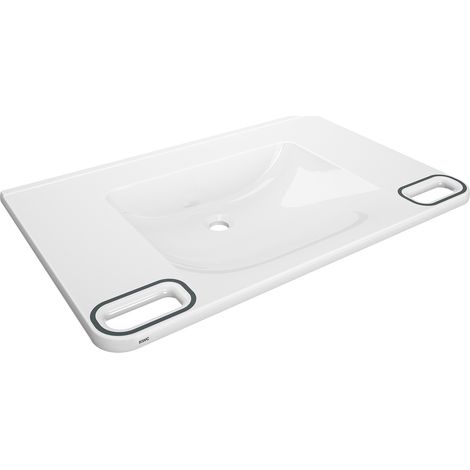 KWC AR Einzelwaschtisch, MEDCARE, MIRANIT,  850x150x550 mm, weiß/grau, Griff