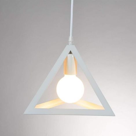 Suspension Luminaire Contemporain , Moderne Metal Cage Triangulaire , Lampe Suspension Industrielle LED E27 Luminaire - Blanc (1/4)