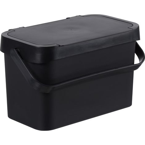 SMARTSTORE POUBELLE À DÉCHETS ALIMENTAIRES 5 L NOIR RECYCLAGE ET COMPOST DE CUISINE POUBELLE AVEC POIGNÉES PLASTIQUE REC