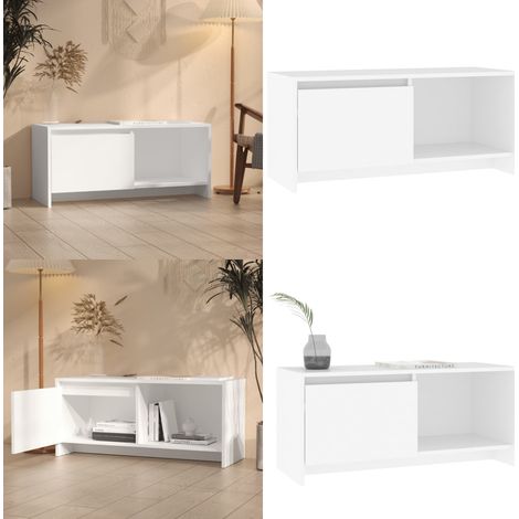 TV-Schrank Weiß 90x35x40 cm Holzwerkstoff - Holzwerkstoff - Wohnzimmer (1/5)
