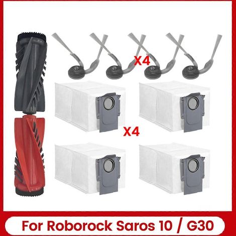 10-teiliges Zubehörset für den Saugroboter Saros 10: Doppelhauptbürste, waschbare Seitenbürsten und Staubbeutel. (1/5)
