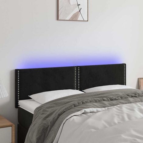 vidaXL Tête de lit à LED Noir 144x5x78/88 cm Velours (1/5)