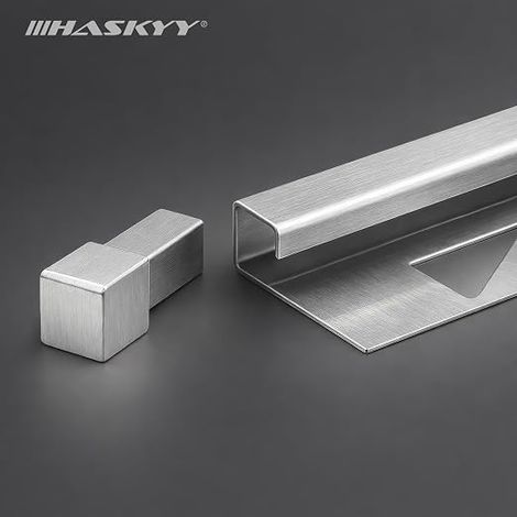 Embout rail carrelage, profilé carré acier inoxydable V2A, hauteur : 8 mm, 10 mm, 11 mm, coin intérieur extérieur, profilé carrelage (10 mm) (1/4)