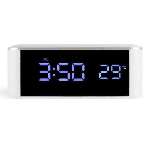 Réveil LED avec thermomètre et horloge murale numérique, doté d'une trotteuse, adapté aux personnes âgées et aux adultes ayant un sommeil profond, avec affichage bleu. (1/5)