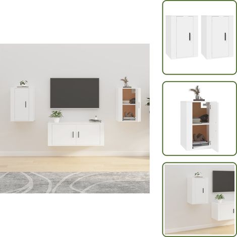 TV-Wandschränke 2 Stk. Weiß 40x34,5x60 cm - TV Schrank - Wandregal - Wohnzimmereinrichtung - Weißer TV Schrank - Regal Für Fernseher (1/5)