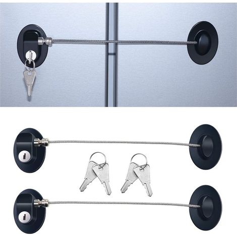 3 Pièces de Serrure de la Porte du Réfrigérateur Serrure Adhésive Forte de Porte du Congélateur Verrou de Tiroir de Fichier Serrure d'Armoire de Sécurité Enfant(Noir) (1/5)