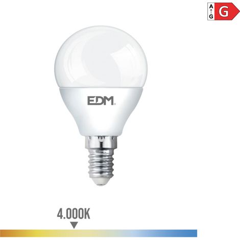 Bombilla LED EDM Esférica E14 5W 400lm 4000K Luz Día Ø4,5x8cm (1/4)
