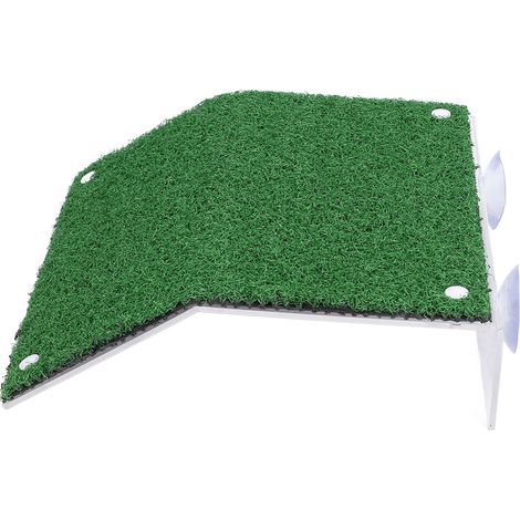 Terrasse pour tortues avec revêtement acrylique imitation gazon vert, échelle et plateforme pour amphibie (1/5)