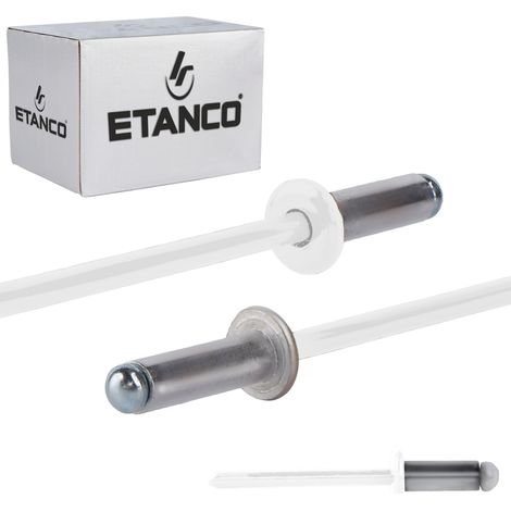 Remaches abiertos de aluminio 4,8x12 mm RAL 9010 (1/5)