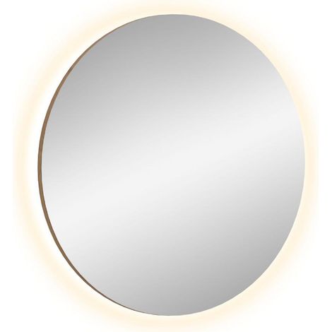 Drive miroir avec éclairage chêne décor.