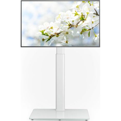 Support TV au Sol pour téléviseurs 32-65 Pouces jusqu'à 35 kg avec Inclinaison, Support TV sur Pied avec pivotement à 70 degrés, Max VESA 400x400mm Blanc (1/5)
