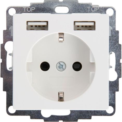 Kopp - ATHENIS – Schutzkontakt-Steckdose mit 2 USB-Anschlüssen, reinweiss - 296229183