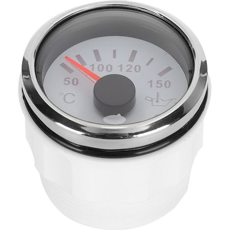 Jauge de température d'huile 52mm/2in avec alarme intelligente, acier inoxydable 316 pour voiture bateau, blanc (1/5)