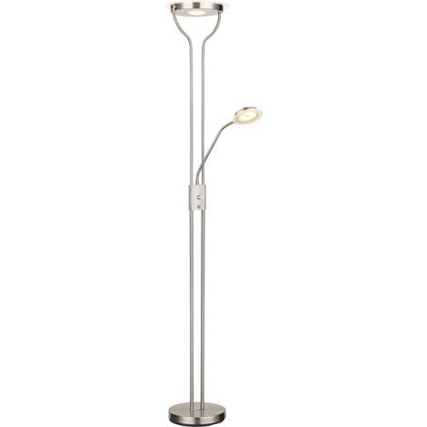 LED Stehlampe Wohnzimmerleuchte Dimmbar Lesefunktion Metall Nickel Glas H 180 cm (1/5)