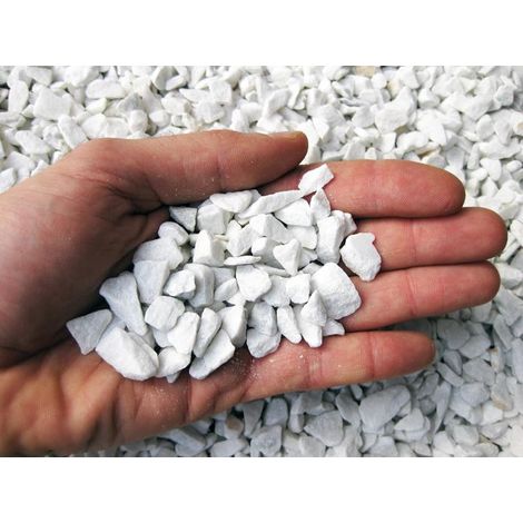Ciottoli marmo – BIANCO CARRARA GRANIGLIA 25 kg - sassi pietre arredo vasi e giardino (1/2)