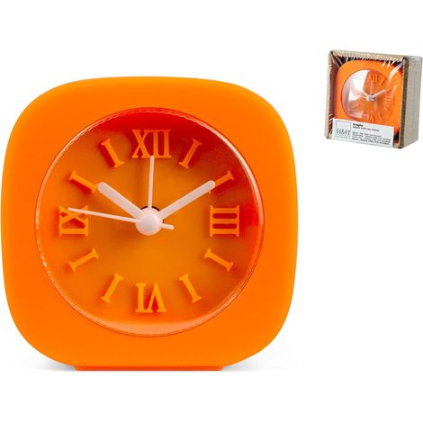 H&h sveglia quadrata in gomma, 8 cm, arancio (1/4)