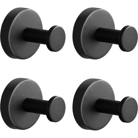 Ganci Rotondi in Acciaio Inox SUS304 Nero – Porta Asciugamani Bagno (4 Pezzi) (1/5)